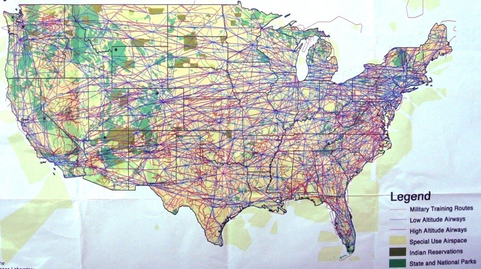 Map of FAA flight paths covering nearly the entire continental United States.